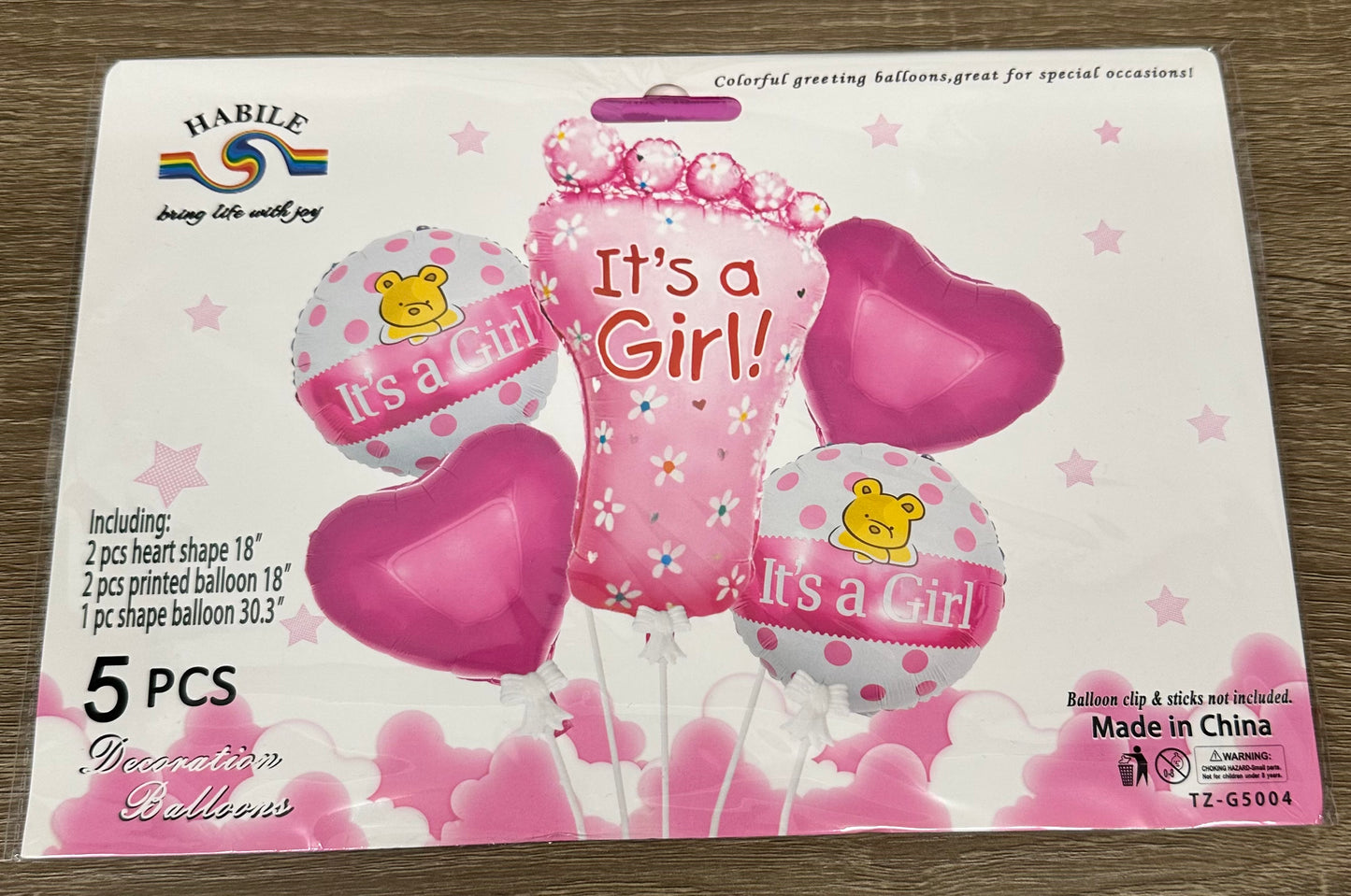 "It's A Girl" 5pc Balloon Set