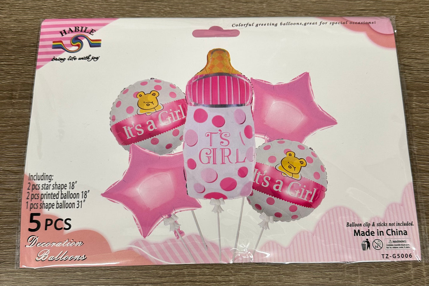 "It's A Girl" 5pc Balloon Set