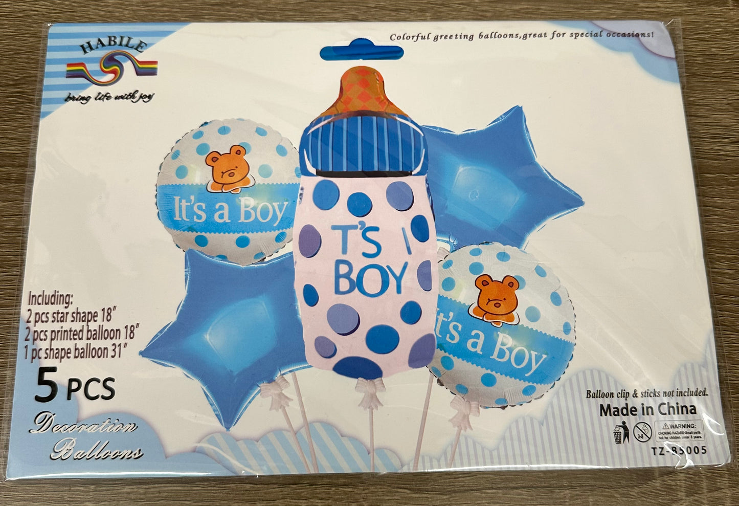 "It's A Boy" 5pc Balloon Set