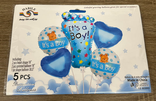"It's A Boy" 5pc Balloon Set