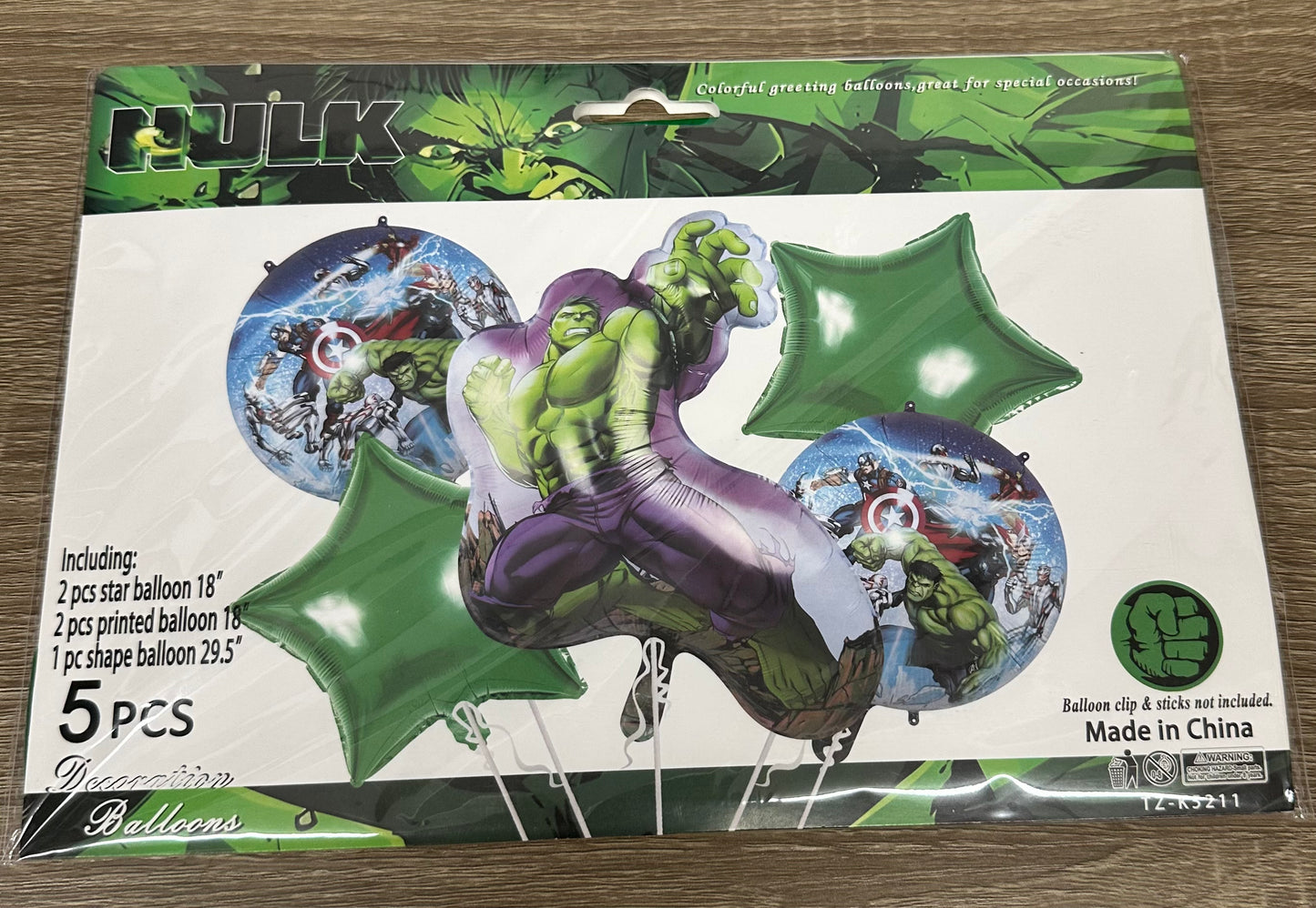 "Hulk" 5pc Balloon Set